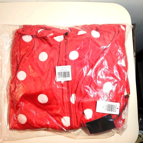❤️NWT VINTAGE TORRID PAJAMA MINNIE MOUSE EARS ONESIE ZIP FRONT HALLOWEEN COSPLAY - Picture 4 of 9